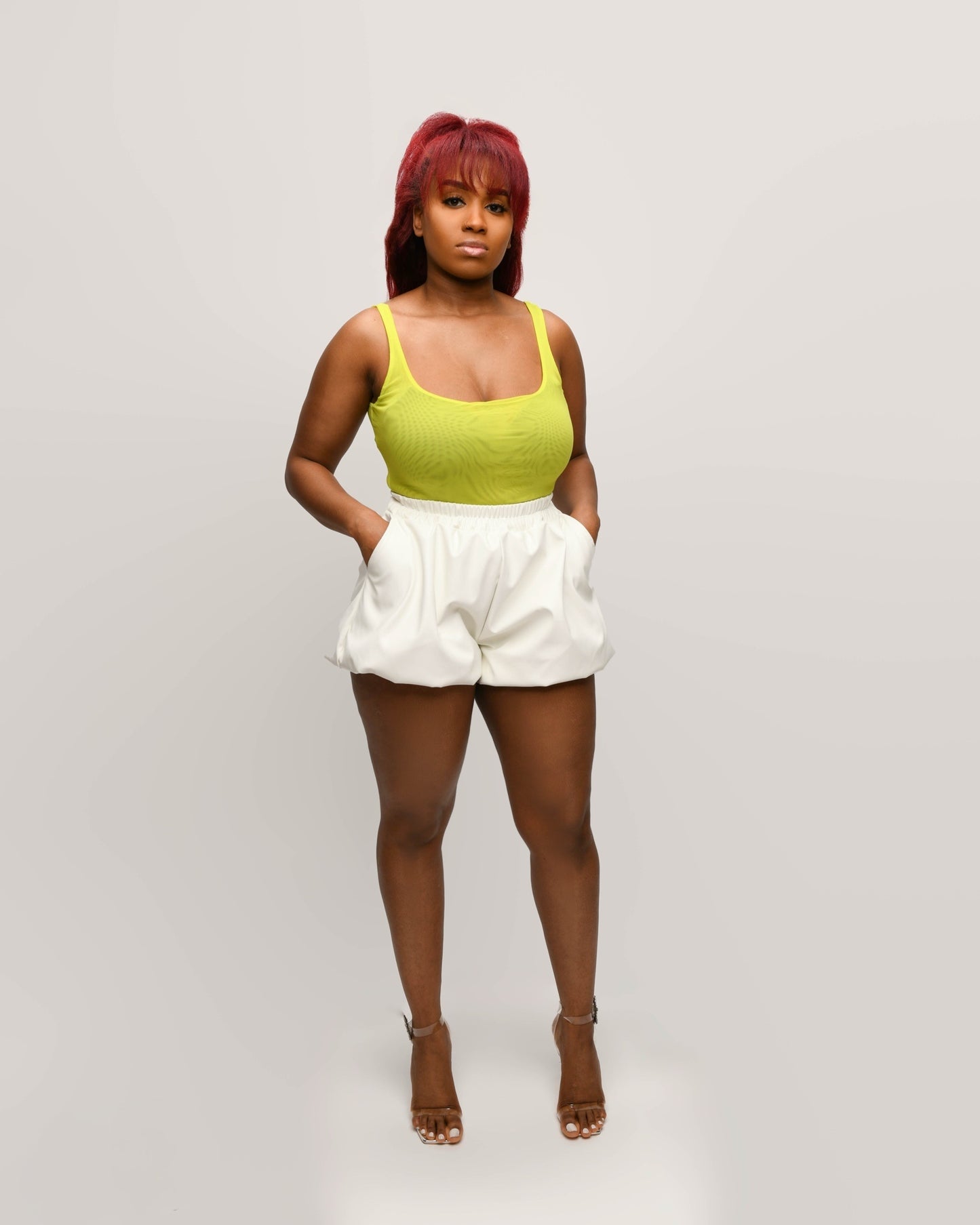 White Lotus | Faux Leather Bubble shorts
